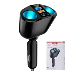 Dual USB Type C Car Cigarette Lighter Socket Splitter Power Adapter Charger  - Picture 1 of 8