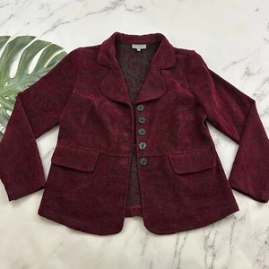 Habitat Womens Jacquard Velvet Blazer Jacket Size XS Burgundy Red Dark - Picture 1 of 12