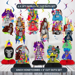 Gorilla tag Party Supplies happy birthday centerpiece decoration gift BANNER - Picture 1 of 68