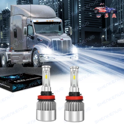 Para Peterbilt 579 587 2011-2018 -2x H11 Bombilla Faro LED Luz Baja 6000K Blanco Foto 1 de 4