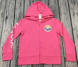 Gap Girls 2XL / XX-Large 14-16 Pink Rainbow Wave Zip-Up Hoodie Sweatshirt. Nwt - Picture 1 of 8