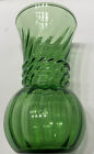 Vintage Anchor Hocking Harding Vase Swirl Green Glass 3 Rings 6.5" Tall