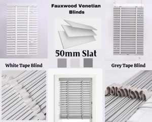 Faux wood Wood Wooden Window Venetian Blind 50mm Slats Easy Fit Trimmable Blinds - Picture 1 of 47
