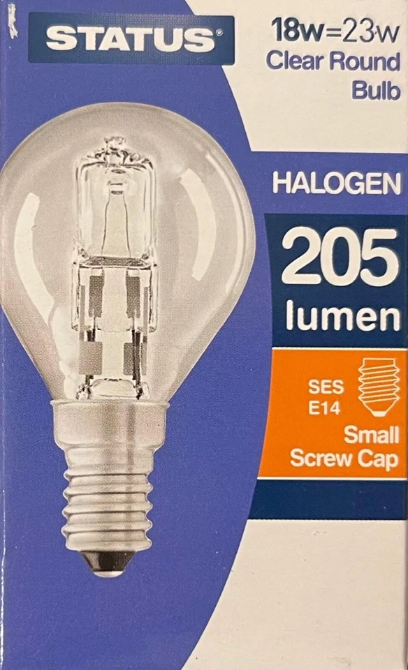 2 X 18W G45 GOLFBALL HALOGEN LIGHTBULB SES/E14 DIMMABLE STATUS/LYVIA - Image 1 of 1