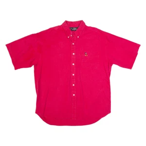 Vintage DISNEY Mickey Mouse Mens Plain Shirt Pink 90s XL - Picture 1 of 6