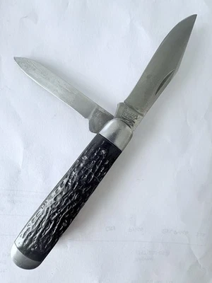 VINTAGE QUEEN CITY 1925-45 2 BLADE DELRIN HANDLE SWELL END JACK KNIFE - Image 1 of 4