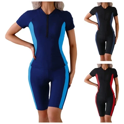 Frauen Ausrüstung Surfen Set Rash Guard Badeanzug 2-teilig Kurzarm Berufung - Bild 1 von 4