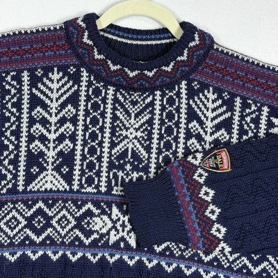 Dale of Norway Sweater Men XL Trondheim Nordic Fair Isle Knit Wool Pullover Blue - Image 1 of 4