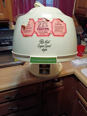 GE Vintage Green Portable Mist Super Speed Hood Plug Hair Dryer Tested Works  - Image 1 of 4