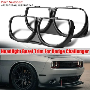 2pcs Front Lamp Headlight Bezel Trim Black for 2015-2021 Dodge Challenger Yccdnu - Picture 1 of 11