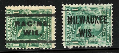Sc #300 BOLD RACINE & MILWAUKEE WIS Precancels 1 Cent Franklin 1901 US 71B75 - Image 1 of 3