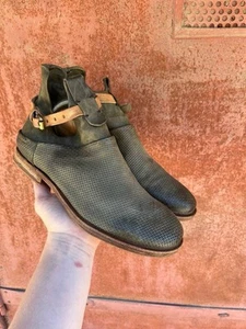 A.S.98 Airstep Distressed Leather Zip Buckle Boots EU 41 Handmade Italy - Picture 1 of 9