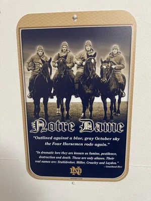 NOTRE DAME FIGHTING IRISH ~ The Four Horsemen 11x17 Plastic Display Sign NCAA - Image 1 of 2