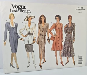 Vogue 1191 Button Front Dress Top Straight Skirt Pattern Misses Sz 6-10 UNCUT - Picture 1 of 3