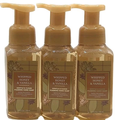 Bath Body Works WHIPPED HONEY VANILLA Gentle Foaming Hand Soap 8.75oz 3 PACK New - Image 1 of 3