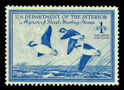 EAS_STAMPS US #RW15 MNHOG, GENUINE UNUSED OG NEVER HINGED, CERTIFIED SCV $45.00 - Image 1 of 2