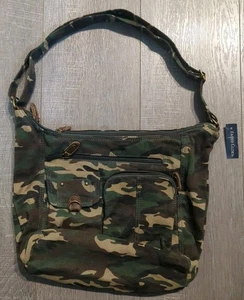 Faded Glory Green Camouflage 2 Zip Hobo Shoulder Bag Nwt READ - Picture 1 of 20