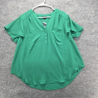 Torrid Harper Blouse Womens 00 M/L 10 Georgette Pullover Flutter Sleeve Top - Image 1 of 4