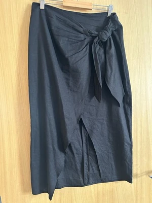 F&F Ladies Long Wrap Around Black Skirt Size 12 - Image 1 of 3