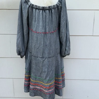 Женское джинсовое платье с оборками Uncle Frank размер Lg/XL с плечами боковыми карманами - Изображение 1 из 4