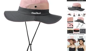 Womens Sun Hat - Sun Hats for Women with Ponytail Hole, Foldable Wide Brim - Picture 1 of 6