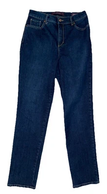 Gloria Vanderbilt Amanda Womens Size 6 Blue Straight Dark Wash Denim Jeans C19 - Image 1 of 4