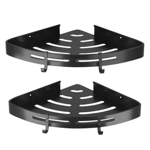 2Pcs Aluminum Corner Shower Shelf No Drill Adhesive - Silver - One size - Picture 1 of 1