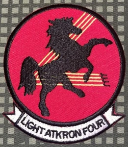 USN VAL-4 Black Ponies Light ATKRON Four Sq Patch Hook & Iron-On Repro New A654 - Picture 1 of 2