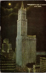 Vintage C. 1915 Moon Lit View of Woolworth Building New York City NY Postcard - Picture 1 of 2