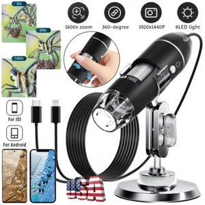1600X Zoom 8LED HD USB Microscope Digital Magnifier Endoscope Video Camera - Picture 1 of 13