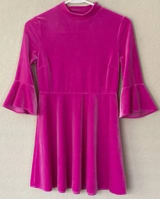 NUEVO CON ETIQUETAS LILLY PULITZER Vestido Jalene Terciopelo Manga Campana Rosa Saúco Niñas Talla 12 Foto 1 de 4