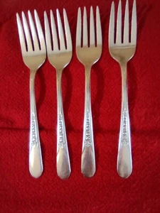 Wm Rogers PRISCILLA Lady Ann 4 Salad Forks Silverplate Flatware 6" Star Original - Picture 1 of 3