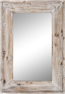 36 X 24 Inch Wall Mount Wood Frame Bathroom Vanity Mirror Rustic Horizontal/Vert - Image 1 of 4