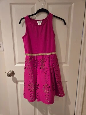 全新带标签 Emily West 激光切割粉色无袖连衣裙 14 — 第 1/4 张图片