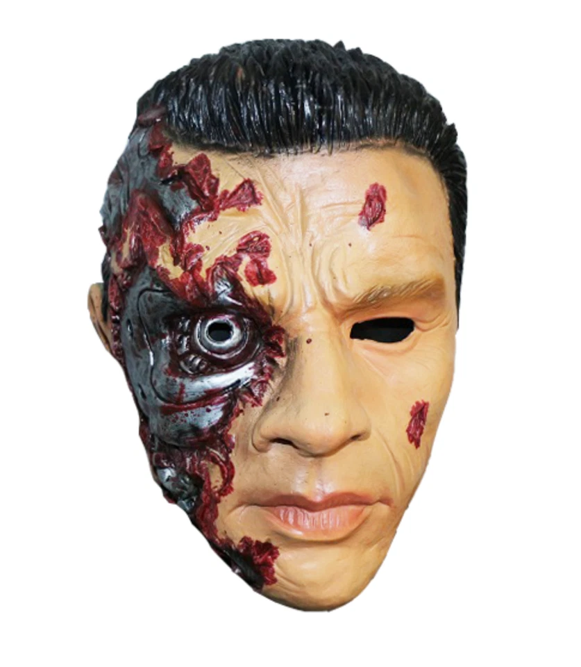 Terminator Mask Latex Cyborg Man Mask Robot Arnold Fancy Dress Adult Size - Image 1 of 3