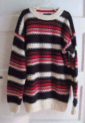 Bowen & Wright Striped Cable Knit Crewneck Pullover Sweater Boys Youth M 12 14  - Image 1 of 4