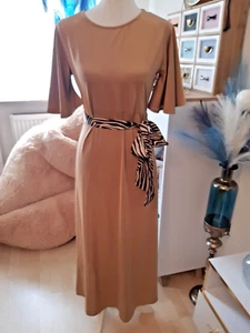 H&M Damenkleid Sommerkleid Gr.38 M Maxikleid A-Linie beige gold Stretch NEU - Bild 1 von 7