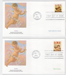 TurtlesTradingPost- Love - Both Varieties 1995 #2949-50 FDC- Fleetwood Cachet - Picture 1 of 2