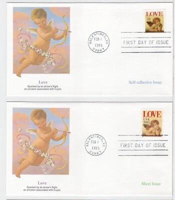 TurtlesTradingPost- Love - Both Varieties 1995 #2949-50  FDC- Fleetwood Cachet - Image 1 of 2
