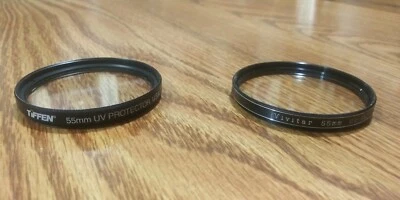 Lot Of 2 55mm Lens Filters - Tiffen 55mm UV Protector USA - Vivitar 55mm UV-Haze - Image 1 of 4