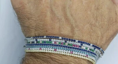 BRACCIALE ARGENTO TENNIS RODIATO ZIRCONI COLORATI MM 2 CM 17 A CM 19 EXPLOIT - Immagine 1 di 4