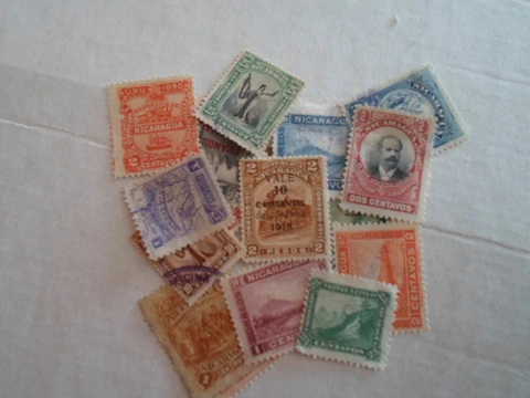 Collection lot 16 different very old stamps of Nicaragua Cover