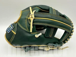New ZETT Pro Model 12" Infield Baseball Glove Green Gold Cross RHT NPB Japan - Picture 1 of 4