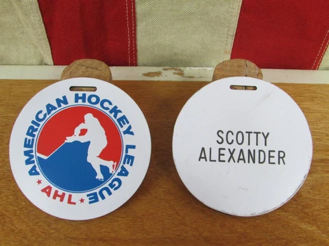 Vintage AHL American Hockey League Golf Bag Tags Scotty Alexander Hershey Bears Cover