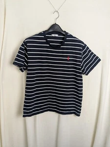 Next mens top t-shirt short sleeve striped navy blue size XL slim fit - Picture 1 of 7
