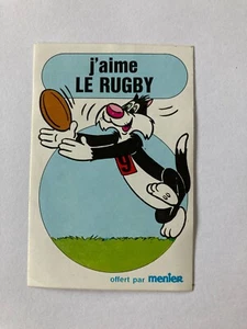 AUTOCOLLANT / STICKER TITI ET GROS MINET J'AIME LE RUGBY MENIER vintage F1 - Imagen 1 de 1