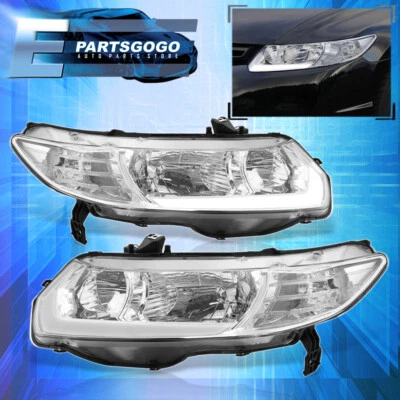 For 06-11 Honda Civic FG Coupe 2DR JDM Chrome LED DRL Headlights Lamps Set LH+RH Foto 1 de 4