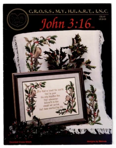 John 3:16 Cross Stitch Pattern Leaflet Cross My Heart 1993 VTG Religious Bible - Picture 1 of 6