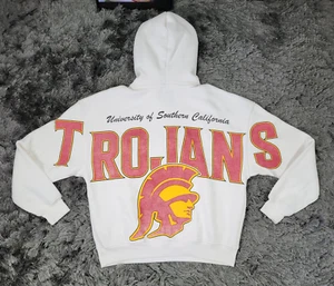 Felpa con cappuccio Hollister USC Trojans uomo media bianca University of Southern California - Foto 1 di 18