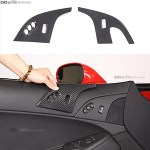Real Carbon Fiber Interior Door Lock Button Trim Cover For Corvette C6 2005-2013 - Picture 1 of 12